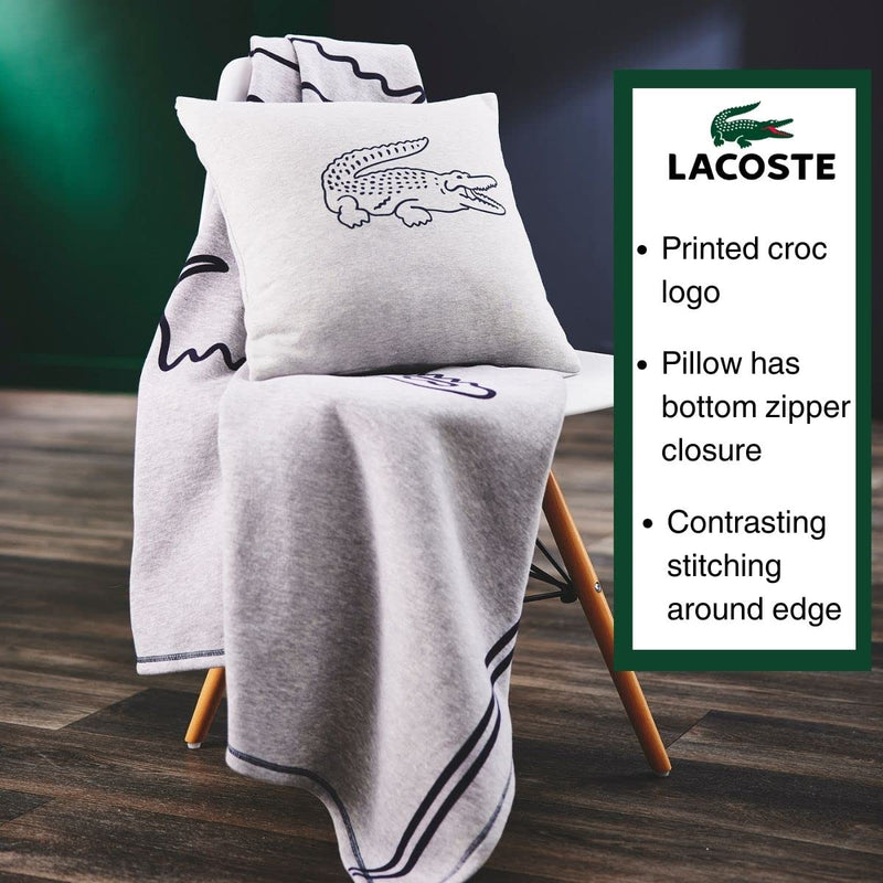 Lacoste Vintage Croc Oversized 50" x 70" Fleece Throw Blanket, Grey