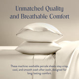Brooklinen Luxury Percale Sheet Set - 4 Piece 100% Cotton Bed Sheets - 1 Fitted & 1 Flat Sheet, 2 Pillowcases - Cotton Percale Sheets for Hot Sleepers (Queen Size, Cream)