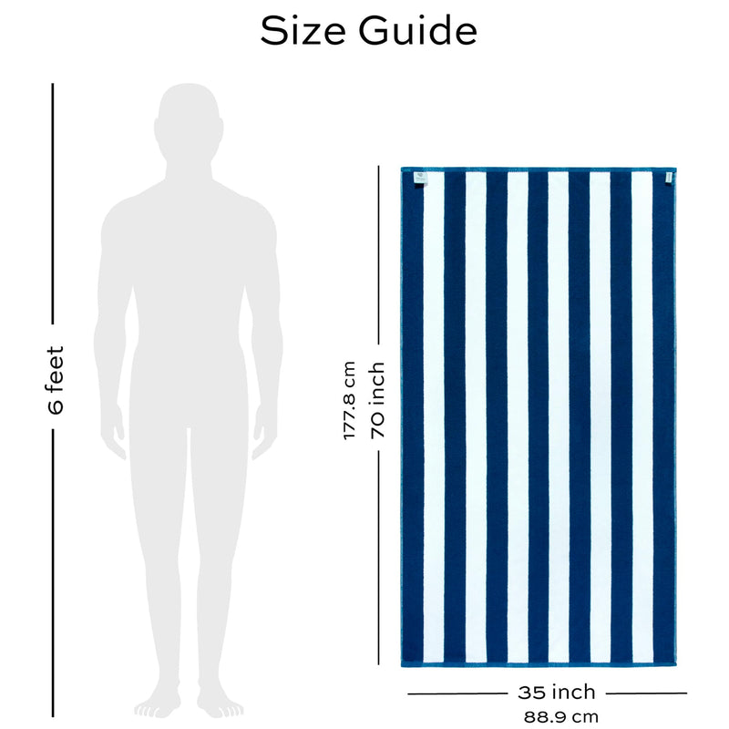 White Classic Stripe Cabana Beach Towels Oversized Pack, Cotton