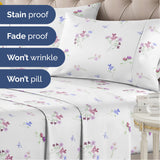 Floral Sheets - Butterfly Floral Bed Sheet Set - 1 Flat, 1 Fitted & 1 Pillowcase w/ Deep Pockets - Comfy, Wrinkle & Fade Free - Boho Botanical Bedding - Soft, Breathable and Cooling - Twin Size Set
