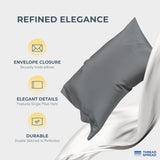 THREAD SPREAD 100% Egyptian Cotton Sheets Queen Size - Luxury 1500 Series Queen Sheet Set Egyptian Cotton (4 PC, Dark Grey), Silky Soft, Sateen Weave, Cooling & Breathable, 17" Deep Pocket Bed Set