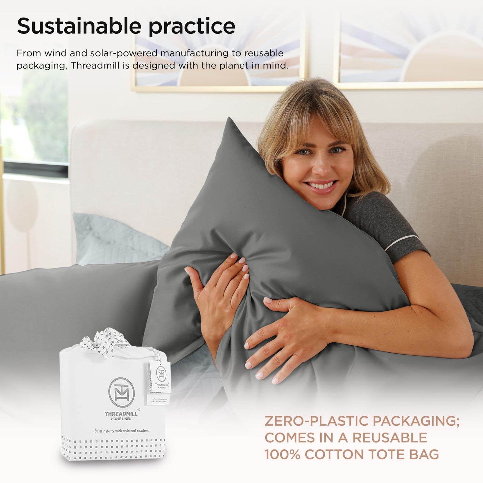 Threadmill Home Linen Parure De Lit 4 Pièces 100% Coton Supima ELS 1000 Fils - Grand Lit Blanc