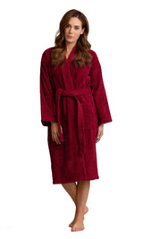 Soft Touch Linen Premium Women's Terry Cloth Bathrobe - Absorbent Terry Cloth Robe - Deluxe Turkish Terry cloth for Women-Towel-like Material-(Burgundy, Small)