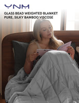 YnM Cooling Weighted Blanket — 100% Cooling Oeko-Tex Certified Material with Premium Glass Beads (Light Grey, 48''x72'' 20lbs), Suit for One Person(~190lb) Use on Twin/Full Bed