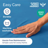 Extra Deep Cal King Fitted Sheet - Hotel Luxury Single Fitted Sheet Only - Easily Fits 18 inch to 24 inch Mattress - Ultra Soft, Wrinkle Free w/Extra Deep Pockets - Breathable & Comfy - Denim Blue