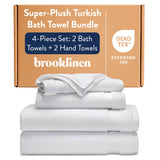 Brooklinen Super-Plush Bath Towel and Hand Towel Set - 2 Bath Towels, 2 Hand Towels - Cotton, Highly Absorbent (White)