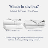 Brooklinen Super-Plush Bath Towel and Hand Towel Set - 2 Bath Towels, 2 Hand Towels - Cotton, Highly Absorbent (White)