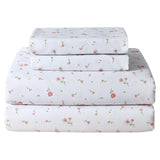 Softan Pink Floral Queen Sheet Set Flower Bed Sheets Queen Size - 4 Piece Microfiber Patterned Fitted Bed Sheets with 15" Deep Pocket, Cozy Cute Pink Flower Sheets and Pillowcase Set