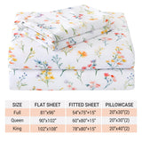 Viviland Floral Queen Sheet Set - 4 Piece Vintage Botanical Flower and Leaves Patterned Bed Sheets - Soft, Breathable Microfiber Sheets with Deep Pocket, Non-Slip Fitted Sheets & Pillowcases
