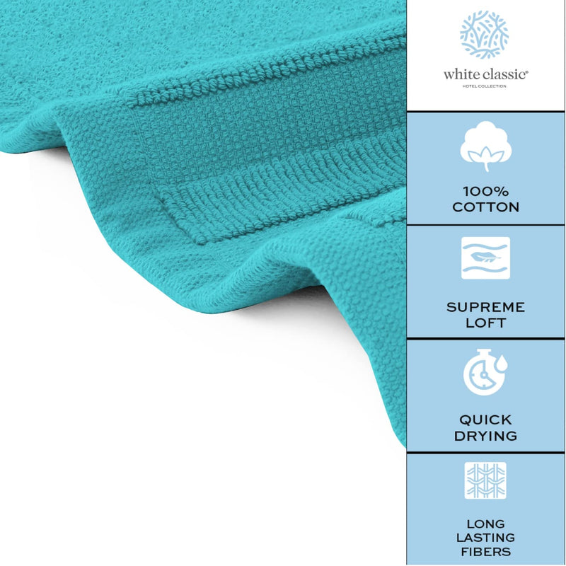 White Classic Luxury Bath Mat Floor Towel Set - Absorbent Cotton Hotel Spa Shower/Bathtub Mats [Not a Bathroom Rug] 22"x34" | 2 Pack | Aqua