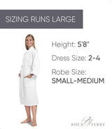 Waffle Robe for Women by BOCA TERRY, Soft Cotton Spa Robes for Summer, Lightweight Women's Knit Waffle Bathrobe, Kimono Style Bathrobes, White Small/Medium