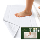 Pearl Linens Pack of 6 100% Cotton Bath Mat Towels, 20x30 inches, Soft & Absorbent Floor Towels for Bathroom, Not Bathroom Rugs, After Shower Mat, 687 GSM, Machine Washable, Airbnb Essentials, White
