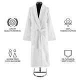 Classic Turkish Towels CTT - Luxury 100% Turkish Cotton Terry Cloth Bath Robe for Women & Men, 400 GSM Soft & Plush Long Robe