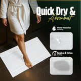 Pearl Linens Pack of 6 100% Cotton Bath Mat Towels, 20x30 inches, Soft & Absorbent Floor Towels for Bathroom, Not Bathroom Rugs, After Shower Mat, 687 GSM, Machine Washable, Airbnb Essentials, White