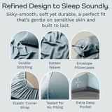 Olive + Crate Tencel Lyocell Eucalyptus Queen Size Sheet Set - Cooling Tencel Sheets for Hot Sleepers with 18 Inch Deep Pocket Fit - Basalt Blue 4-Piece Set