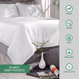 King Sheets by Pure Bamboo, Genuine 100% Organic Viscose Derived from Bamboo Bed Sheet Set, Soft & Cooling, Double Stitching, 2 Year Quality Promise (King, White)