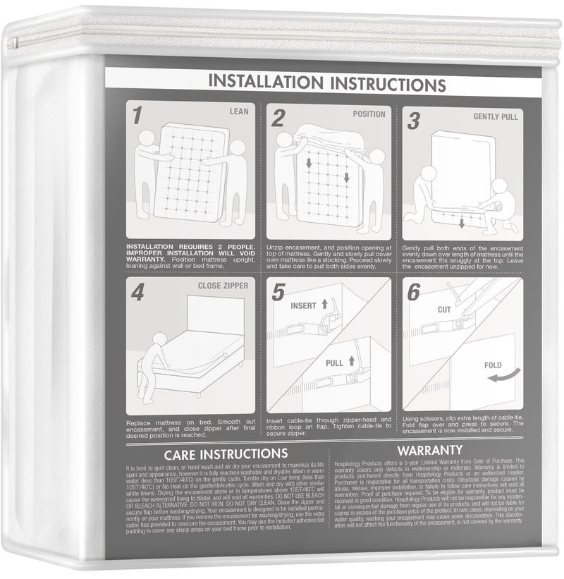 HOSPITOLOGY PRODUCTS Mattress Encasement - Zippered Bed Bug Dust Mite Proof Hypoallergenic - Sleep Defense System - Queen - Waterproof - Stretchable - Standard 12" Depth - 60" W x 80" L