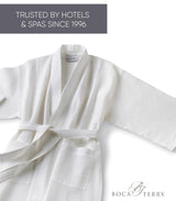 Waffle Robe for Women by BOCA TERRY, Soft Cotton Spa Robes for Summer, Lightweight Women's Knit Waffle Bathrobe, Kimono Style Bathrobes, White Small/Medium