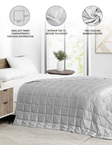 YnM Cooling Weighted Blanket — 100% Cooling Oeko-Tex Certified Material with Premium Glass Beads (Light Grey, 48''x72'' 20lbs), Suit for One Person(~190lb) Use on Twin/Full Bed