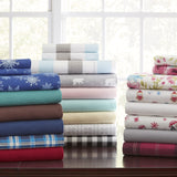 Pointehaven Flannel Deep Pocket Set with Oversized Flat Sheet, California King, Piedmont Plaid
