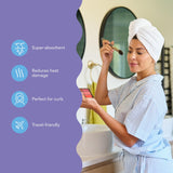 Turbie Twist 2-Pack Microfiber Hair Towel for Beauty, Travel, Gifting - Wrap Turban for Straight, Wavy & Curly Hair - Premium Personal Care- Evening Blue & Dark Shadow