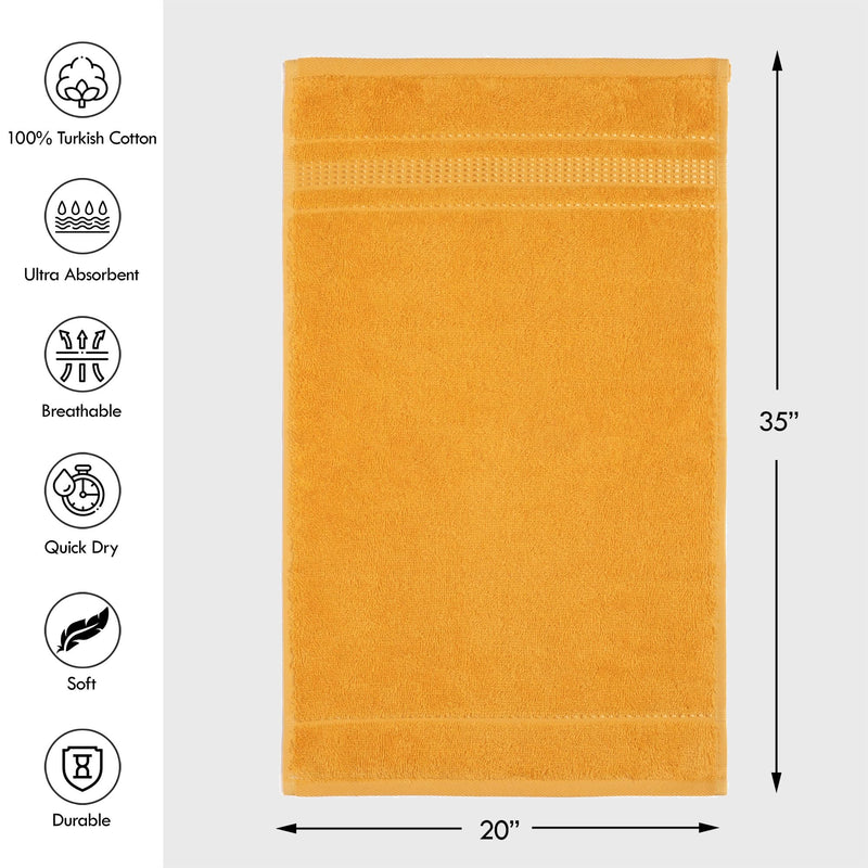 Melissa Linen, 2 Piece Hand Towel Set, 100% Turkish Cotton Face Hand Towels for Bathroom, 20 in x 35 in, Absorbent, Quick Dry, Durable and Soft, Spa and Hotel Quality, Yellow