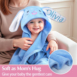 Individz Custom Hooded Bath Towel with Name, Personalized Highly Absorbent Bunny Towels, Baby Bath Towels for Girls Boys, Easter Brithday Shower Gifts for Baby, Toddler, Newborn (Purple)