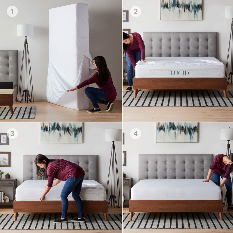 LUCID Encasement Mattress Protector - Completely Surrounds Mattress for Waterproof Protection, White, King