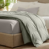 BOLL & BRANCH Percale Quilted Down Comforter - Full/Queen, Sageleaf - Duvet Insert and Cover in One Layer, 100% Luxury Organic Cotton, Ethically Sourced Triple-Washed Down - 1 Comforter