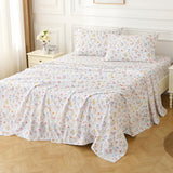 Viviland Floral Queen Sheet Set - 4 Piece Vintage Botanical Flower and Leaves Patterned Bed Sheets - Soft, Breathable Microfiber Sheets with Deep Pocket, Non-Slip Fitted Sheets & Pillowcases