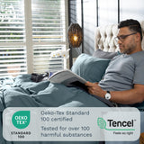 Olive + Crate Tencel Lyocell Eucalyptus Queen Size Sheet Set - Cooling Tencel Sheets for Hot Sleepers with 18 Inch Deep Pocket Fit - Basalt Blue 4-Piece Set
