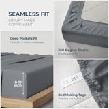 THREAD SPREAD 100% Egyptian Cotton Sheets Queen Size - Luxury 1500 Series Queen Sheet Set Egyptian Cotton (4 PC, Dark Grey), Silky Soft, Sateen Weave, Cooling & Breathable, 17" Deep Pocket Bed Set