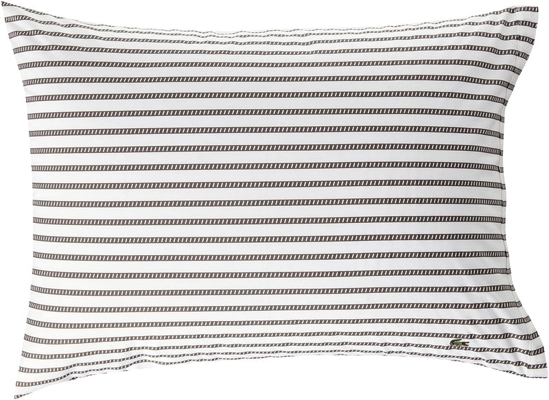 Lacoste 100% Cotton Percale Sheet Set, Graphic Stripe Print, Dark Grey, Full