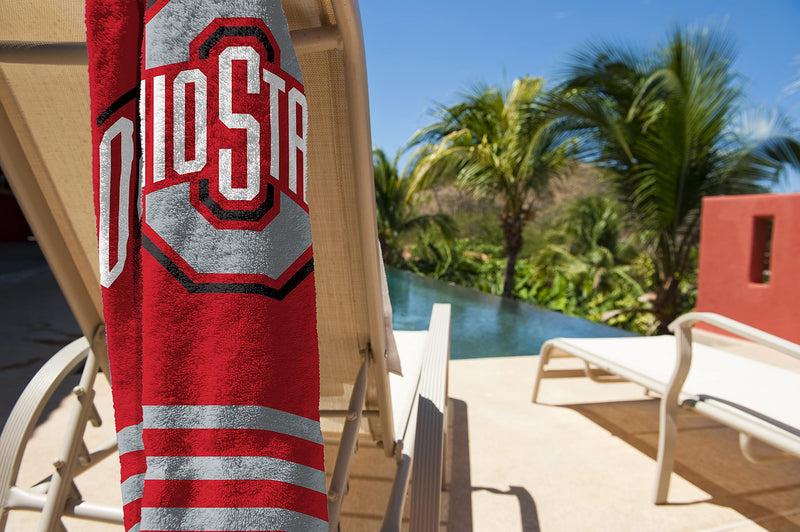 Northwest NCAA Ohio State Buckeyes Unisex-Adult Beach Towel, 30" x 60", Stripes