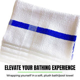Towels N More 24x48 Soft Poolside Towels 60 Large Super Absorbent Pool Towel Blue Center Stripe Home Spa Gym Hotel Motel Rental House 100% Cotton Bath Towels
