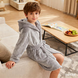 DNggAND Boys Girls Bathrobes,Toddler Boy Girl Robes,Children's Plush Soft Coral Fleece Hooded Pajamas Sleepwear for Kids Grey 7-8Y