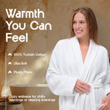 White Classic Waffle Bathrobe for Women, Men - 100% Turkish Cotton, Absorbent Terry Interior and Waffle Exterior, Quick Dry, Lightweight, Warm and Soft Terry Cloth Robes for Women, One Size Fits Most