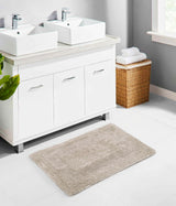 COTTON CRAFT 2 Pack Reversible Bath Mat - Soft Plush Bath Rug -17x24- Linen