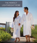 Waffle Robe for Women by BOCA TERRY, Soft Cotton Spa Robes for Summer, Lightweight Women's Knit Waffle Bathrobe, Kimono Style Bathrobes, White Small/Medium