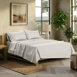 TEXAS LINEN CO. 100% Egyptian Cotton Sheets Queen Size - Snoozin' Supreme Collection 2000 Series Luxury Queen Bed Sheet Set, Cooling Sateen Weave, 17” Extra Deep Pocket Hotel Sheets (4 Pc, Light Grey)