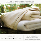 Peacock Alley All Seasons Luxury Cotton Blanket – 100% Long Staple Cozy Cotton Blanket for Sofa, Bed, and Crib - King, California King, White