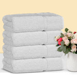 Chakir Turkish Linens 4 Piece Large Bath Towels, 100% Cotton Turkish Towels for Bathroom, Luxury Soft Absorbent Bath Towel Set, 27 x 54 Inches, White