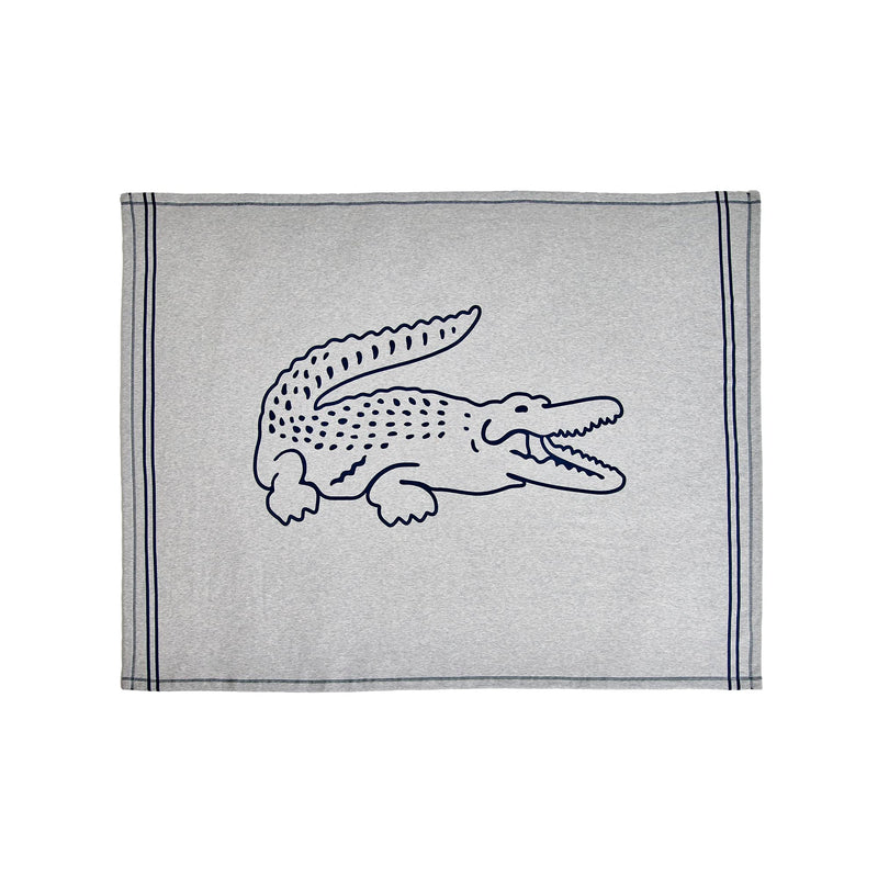 Lacoste Vintage Croc Oversized 50" x 70" Fleece Throw Blanket, Grey