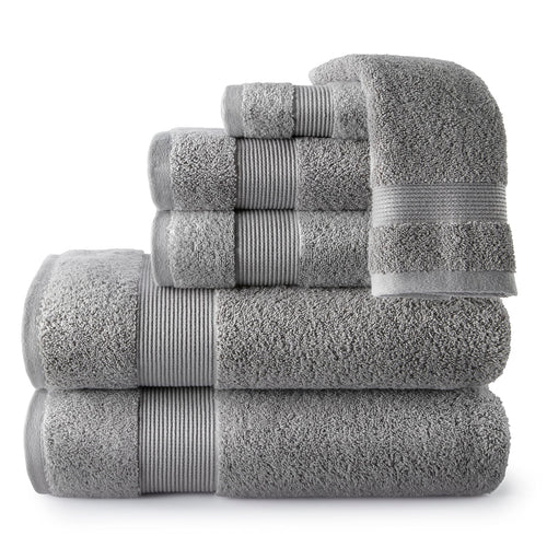 Peacock Alley Liam Turkish Bath Towels - 600 Gram Weight, Extra-Long Staple Low Twist Cotton - Luxury Bath Towel Collection in 4 Colors - 6pc Towel Set (Dark Grey)