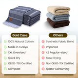 GOLD CASE HOME COLLECTION Lycia Turkish Beach Towel Set of 6-100% Cotton & Sand Free Towels for Vacation Essentials - XXL Pre Washed Quick Dry Travel Bath Towel - 70 x 38 Inches - Black