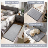 Yimobra Memory Foam Bath Mat, Super Soft Absorbent Bathroom Rug Non Slip, Quick Dry, Machine Washable Floor Carpet for Tub Shower, Home Decor Accessories, 24x17, Grey