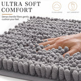Yimobra Bathroom Rugs Non-Slip Washable – Extra Soft & Absorbent Chenille Bath Mat, Quick-Dry Plush Shaggy Floor & Vanity Bath Rugs for Tub & Shower, Modern Home Decor Accessories, 24 x 17, Grey