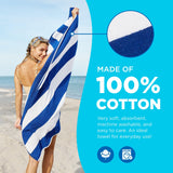 Ben Kaufman Cabana Stripe Beach & Pool Towel - Large Cotton Terry Beach Towel - Soft & Absorbant - Assorted Colors - 30" x 60" - 6 Pack