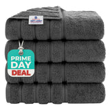 American Soft Linen Luxury 4 Piece Bath Towel Set, 600 GSM 100% Cotton Turkish Bath Towels for Bathroom, 27x54 in Large Bathroom Shower Towels, Dark Gray