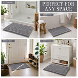 Yimobra Bathroom Rugs Non-Slip Washable – Extra Soft & Absorbent Chenille Bath Mat, Quick-Dry Plush Shaggy Floor & Vanity Bath Rugs for Tub & Shower, Modern Home Decor Accessories, 24 x 17, Grey